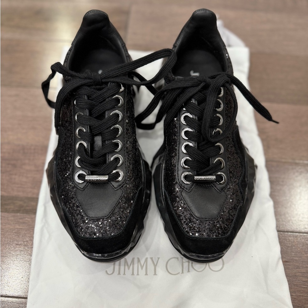 Jimmy Choo Glitter Black Women’s Sneakers